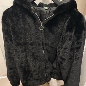 Faux fur hooded jacket